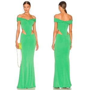 Retrofete Giada Dress Off Shoulder Waist Cutout Green Formal Gala Prom Party XXS
